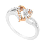 10K Rose Gold over .925 Sterling Silver â…• Cttw Diamond Split Shank Open Heart Cocktail Ring (I-J Color, I2-I3 Clarity)