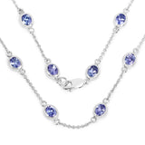 5.94 Carat Genuine Tanzanite .925 Sterling Silver Necklace