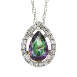 Treated Topaz Diamond Fashion Pendants 14KT White Gold