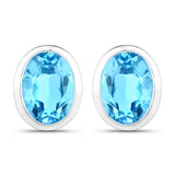 4.00 Carat Genuine Swiss Blue Topaz .925 Sterling Silver Earrings