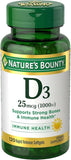 Nature's Bounty Vitamin D3 1000 IU Supplement - 100 Softgels, Gluten-Free, Supports Bone Health & Immune Function