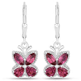 2.52 Carat Genuine Rhodolite Garnet .925 Sterling Silver Earrings