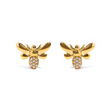 10K Yellow Gold Diamond Accented Bumble Bee Stud Earring (H-I Color, I1-I2 Clarity)