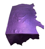 Purple Metallic Natural Grain Chrome-Tanned Cowhide – Metallic Foil Finish, 1.1–1.3 mm (3 oz), ~20 Sq Ft