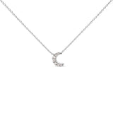 10K White Gold Diamond Accented Crescent Moon Shaped 18" Inch Pendant Necklace (H-I Color, I1-I2 Clarity)