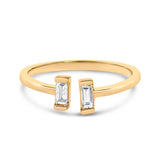 14K Yellow Gold Plated Sterling Silver 1/5 Cttw Baguette Diamond Open Band Ring