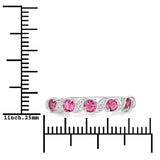 0.64 Carat Genuine Pink Tourmaline and White Topaz .925 Sterling Silver Ring