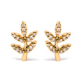 10K Yellow Gold 1/10 Cttw Diamond Accented Leaf and Branch Stud Earrings (H-I Color, I1-I2 Clarity)