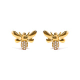 10K Yellow Gold Diamond Accented Bumble Bee Stud Earring (H-I Color, I1-I2 Clarity)