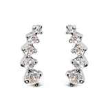 10K White Gold 1/10 Cttw Diamond Journey Style Climber Stud Earrings (H-I Color, I1-I2 Clarity)