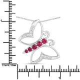0.62 Carat Genuine Ruby and White Zircon .925 Sterling Silver Necklace