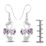 4.06 Carat Genuine Pink Amethyst & White Topaz .925 Sterling Silver Earrings