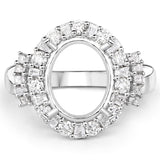 0.83 Carat Genuine White Diamond 14K White Gold Semi Mount Ring - holds 11x9mm Oval Gemstone
