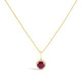 10K White Gold Purple Amethyst and 1/10 Cttw Diamond Accent Halo Pendant Necklace