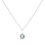 10K White Gold Purple Amethyst and 1/10 Cttw Diamond Accent Halo Pendant Necklace