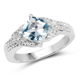 2.06 Carat Genuine Blue Topaz and White Topaz .925 Sterling Silver Ring
