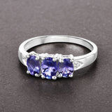 1.11 Carat Genuine Tanzanite and White Diamond .925 Sterling Silver Ring