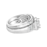 Sterling Silver 1.0 Cttw Diamond Composite Head Bridal Engagement Ring Set
