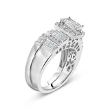 Sterling Silver 1.0 Cttw Diamond Composite Head Bridal Engagement Ring Set