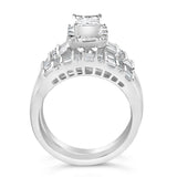 Sterling Silver 1.0 Cttw Diamond Composite Head Bridal Engagement Ring Set