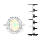 1.73 Carat Genuine Ethiopian Opal & White Topaz .925 Sterling Silver Ring