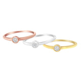 Tri-Color 14K Gold Plated .925 Sterling Silver 1/6 Cttw Round Miracle-Set Diamond Stacking Promise Ring Set (J-K Color, I1-I2 Clarity) - Size 7