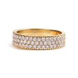 14K Yellow Gold Pave Set 3/4 cttw Multi Row Diamond Band Ring  (H-I Color, SI2-I1 Clarity) - Size 7