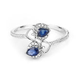 0.34 Carat Genuine Blue Sapphire and White Diamond 14K White Gold Ring