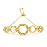 10K Yellow Gold over .925 Sterling Silver Diamond Accented Graduated Infinity Open Circle 6â€-9â€ Adjustable Bolo Bracelet