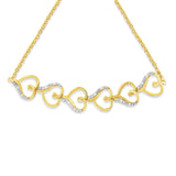 14K Yellow Gold Plated .925 Sterling Silver Diamond Accent Heart Link Bolo Bracelet