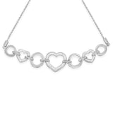 .925 Sterling Silver Diamond Accent Interlinking Triple Heart 4â€-10â€ Adjustable Bolo Tennis Bracelet (H-I Color, I2-I3 Clarity)