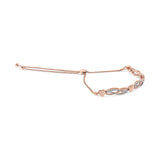 14K Rose Gold Plated .925 Sterling Silver Diamond Accent Layered Infinity Link and Heart Adjustable 4â€-10â€ Adjustable Bolo Bracelet (I-J Color, I3 Clarity)