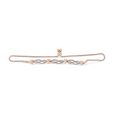 14K Rose Gold Plated .925 Sterling Silver Diamond Accent Layered Infinity Link and Heart Adjustable 4â€-10â€ Adjustable Bolo Bracelet (I-J Color, I3 Clarity)