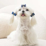 M-Pets Glam Bow Dog Hair Clip in Blue 1 pc