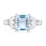 3.38 Carat Genuine Blue Topaz & White Topaz .925 Sterling Silver Ring