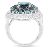 5.98 Carat Genuine London Blue Topaz .925 Sterling Silver Ring