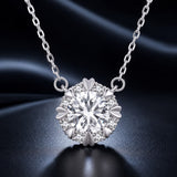 925 Sterling Silver Moissanite 1.0 Carat Necklace with Pavé Setting for Women