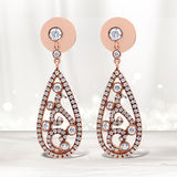 18K Rose Gold 1 1/4 Cttw Diamond Teardrop Shaped Drop and Dangle Screw Back Stud Earring (F-G Color, VS1-VS2 Clarity)