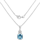 6.97 Carat Genuine Blue Topaz and White Topaz .925 Sterling Silver Pendant
