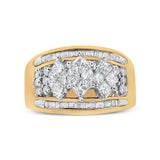 10K Yellow and White Gold 1 1/2 Cttw Pear Shaped 3 Stone Style Diamond Ring Band (H-I Color, SI1-SI2 Clarity) - Ring Size 7