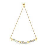 14K Yellow Gold Plated .925 Sterling Silver 1/10 Cttw Diamond Wave and Hearts Bolo Bracelet (I-J Color, I2-I3 Clarity) - 4"-10" Adjustable