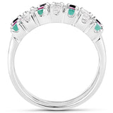 1.44 Carat Genuine Multi Stones .925 Sterling Silver Ring