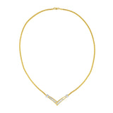 10K Yellow and White Gold 1/2 Cttw Princess Cut Diamond Channel-Set â€œVâ€ Shape 18" Franco Chain Necklace (H-I Color, SI2-I1 Clarity)