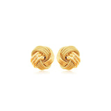 10k Yellow Gold Love Knot with Ridge Texture Earrings
