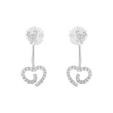 .925 Sterling Silver 1/4 Cttw Diamond Swirl Heart Front/Back Earrings (I-J Color, I2-I3 Clarity)