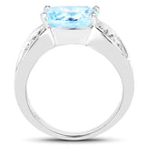 4.77 Carat Genuine Blue Topaz and Tanzanite .925 Sterling Silver Ring