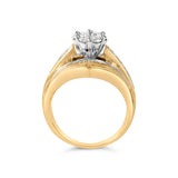 14K Yellow Gold 2-1/3 Cttw Diamond Cluster Channel Set Chevron Shaped Engagement Ring (H-I Color, SI1-SI2 Clarity) - Ring Size 7