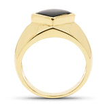 14K Yellow Gold Plated 2.00 Carat Genuine Black Onyx .925 Sterling Silver Ring
