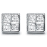 14K White Gold 1/2 Cttw Princess Diamond Composite Box Shape Milgrain Stud Earrings (H-I Color, SI1-SI2 Clarity)