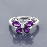 1.35 Carat Genuine Amethyst and Created White Sapphire .925 Sterling Silver Ring